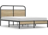 Vidaxl Struttura Letto Senza Materasso 140X190 Cm Rovere Fumé Materiale A Base Di Legno
