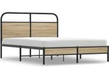 Vidaxl Struttura Letto Senza Materasso 140X200 Cm Rovere Fumé Materiale A Base Di Legno