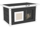 Pawhut Casetta Per Gatti In Legno Casetta Per Gatti Con Tiragraffi, Sportello, Casetta Per Gatti Resistente Alle Intemperie Con Tetto A Cerniera, Pavimento Rimovibile, Per Interni, Esterni, 61 X 45 X 36,5 Cm, Grigio