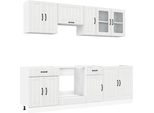 Vidaxl Set Di Armadietti Da Cucina Da 8 Pezzi Lucca In Materiale Ligneo Bianco Lucido