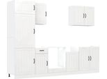 Vidaxl Set Di Armadietti Da Cucina Da 7 Pezzi Lucca In Materiale Ligneo Bianco Lucido