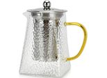 Teiera Fissman Con Infusore, Vetro Borosilicato/Acciaio Inossidabile, 13,5X9,3X15 Cm, 700 Ml, Argento/Giallo