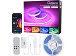 Oulara Wifi Rgb Cob Striscia Led 6 M, Luce Dimmerabile Con Cambio Di Colore DC24 V, Smart Works Tuya/Alexa/Google Assistant, Tv Flessibile Multicolore,