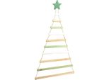 Albero Di Natale In Legno Con Stella, Decorazione Natalizia Appesa 59Cm