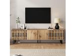 Mobile Tv Merax Da 180 Cm Con 8 Scomparti E 4 Ante, Credenza In Legno Per Tv Da 70 Pollici, Credenza Per Soggiorno, Design Moderno, Colore Naturale