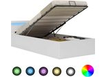 Syfax™ Giroletto Contenitore Idraulico Led Bianco Pelle Finta 90X200 Cm