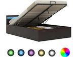Syfax™ Giroletto Contenitore Idraulico Led Grigio Pelle Finta 140X200Cm