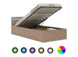 Syfax™ Giroletto Idraulico Con Led Cappuccino Pelle Finta 90X200 Cm