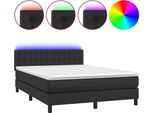Syfax™ Giroletto A Molle Con Materasso E Led Nero 140X190Cm Pelle Finta