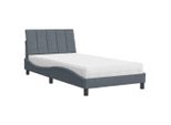 Syfax™ Letto Con Materasso Hanko Grigio Scuro 100X200 Cm In Velluto