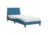 Syfax™ Letto Con Materasso Hanko Blu 90X200 Cm In Velluto