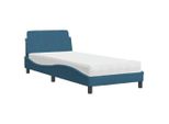 Syfax™ Letto Con Materasso Dover Blu 90X200 Cm In Velluto
