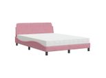 Syfax™ Letto Con Materasso Dover Rosa 120X200 Cm In Velluto