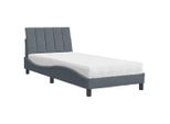Syfax™ Letto Con Materasso Hanko Grigio Scuro 90X190 Cm In Velluto