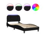 Syfax™ Giroletto Con Led Senza Materasso Hvar Nero 80X200 Cm Tessuto