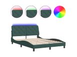 Syfax™ Giroletto Con Led Senza Materasso Verde Scuro 140X190 Cm In Velluto