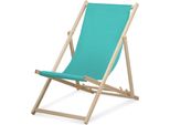 Sdraio - Monocolore - Turchese - Pieghevole - In Legno Di Faggio - Portata Fino A 95 Kg - Schienale Regolabile In 3 Posizioni - Lettino Da Spiaggia