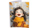 Blocco College - Punteggiato - 5 Pezzi - Anime Girls - Din A4 - 80 Fogli - 80 G - Perforato - Rilegatura A Spirale - Margine Di Correzione - Perforato