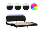 Syfax™ Giroletto Con Led Senza Materasso Hvar Nero 200X200 Cm In Tessuto