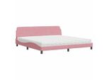 Syfax™ Letto Con Materasso Dover Rosa 200X200 Cm In Velluto