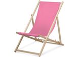 Sdraio - Monocolore - Rosa - Pieghevole - In Legno Di Faggio - Portata Fino A 95 Kg - Schienale Regolabile In 3 Posizioni - Lettino Da Spiaggia