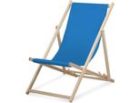 Sdraio - Monocolore - Azzurro - Pieghevole - In Legno Di Faggio - Portata Fino A 95 Kg - Schienale Regolabile In 3 Posizioni - Lettino Da Spiaggia