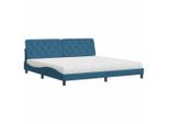 Syfax™ Letto Con Materasso Blu 200X200 Cm Velluto