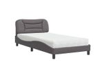 Syfax™ Letto Con Materasso Hvar Grigio 100X200 Cm In Pelle Finta