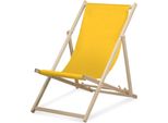 Sdraio - Monocolore - Giallo - Pieghevole - In Legno Di Faggio - Portata Fino A 95 Kg - Schienale Regolabile In 3 Posizioni - Lettino Da Spiaggia