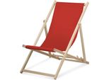 Sdraio - Monocolore - Rosso - Pieghevole - In Legno Di Faggio - Portata Fino A 95 Kg - Schienale Regolabile In 3 Posizioni - Lettino Da Spiaggia
