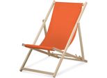 Sdraio - Monocolore - Arancione - Pieghevole - In Legno Di Faggio - Portata Fino A 95 Kg - Schienale Regolabile In 3 Posizioni - Lettino Da Spiaggia