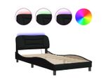 Syfax™ Giroletto Con Led Senza Materasso Hvar Nero 100X200 Cm In Tessuto