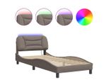 Syfax™ Giroletto Con Led Senza Materasso Hvar Tortora 80X200 Cm Tessuto