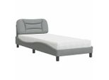 Syfax™ Letto Con Materasso Hvar Grigio Chiaro 90X200 Cm In Tessuto