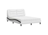 Syfax™ Letto Con Materasso Hvar Bianco E Nero 140X190 Cm In Pelle Finta