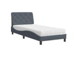 Syfax™ Letto Con Materasso Grigio Scuro 90X190 Cm In Velluto