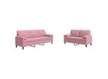 Syfax™ Set Di Divani 2 Pz Con Cuscini E Rinforzi Rosa In Velluto