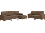 Syfax™ Set Divani 3 Pz Con Poggiapiedi E Cuscini Marrone Tessuto
