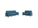 Syfax™ Set Di Divani 2 Pz Con Cuscini E Rinforzi Blu In Velluto