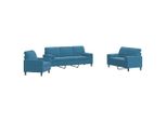 Syfax™ Set Di Divani 3 Pz Con Cuscini E Rinforzi Blu In Velluto