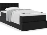 Syfax™ Letto Pouf Con Materasso Nero 100X200 Cm Pelle Finta
