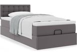 Syfax™ Letto Pouf Con Materasso Grigio 90X200 Cm Pelle Finta