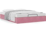 Syfax™ Struttura Letto Pouf Senza Materasso Rosa 140X190 Cm In Velluto