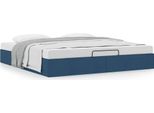 Syfax™ Struttura Letto Pouf Senza Materasso Blu 200X200 Cm In Tessuto