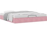 Syfax™ Struttura Letto Pouf Senza Materasso Rosa 200X200 Cm In Velluto