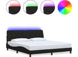 Syfax™ Giroletto Con Led Senza Materasso Nero 180X200 Cm In Tessuto