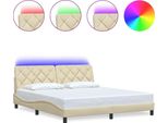 Syfax™ Giroletto Con Led Senza Materasso Crema 180X200 Cm In Tessuto
