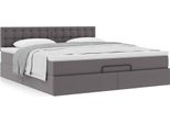 Syfax™ Struttura Letto Pouf Con Materasso Grigio 160X200 Cm Pelle Finta