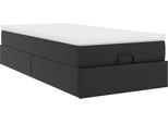 Syfax™ Struttura Letto Pouf Con Materasso Nero 100X200 Cm Pelle Finta
