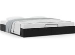 Syfax™ Struttura Letto Pouf Senza Materasso Nero 180X200 Cm Pelle Finta